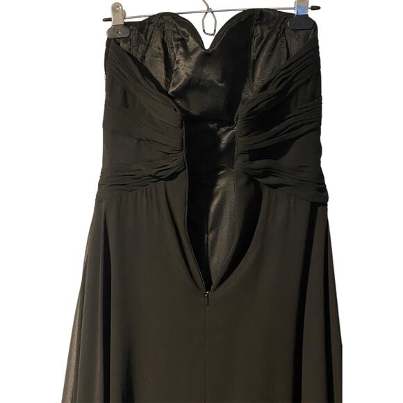 Vintage Y2K Sequin Evening Dress US 4 Black Gown Strapless Formal Black Tie Prom - Picture 9 of 10